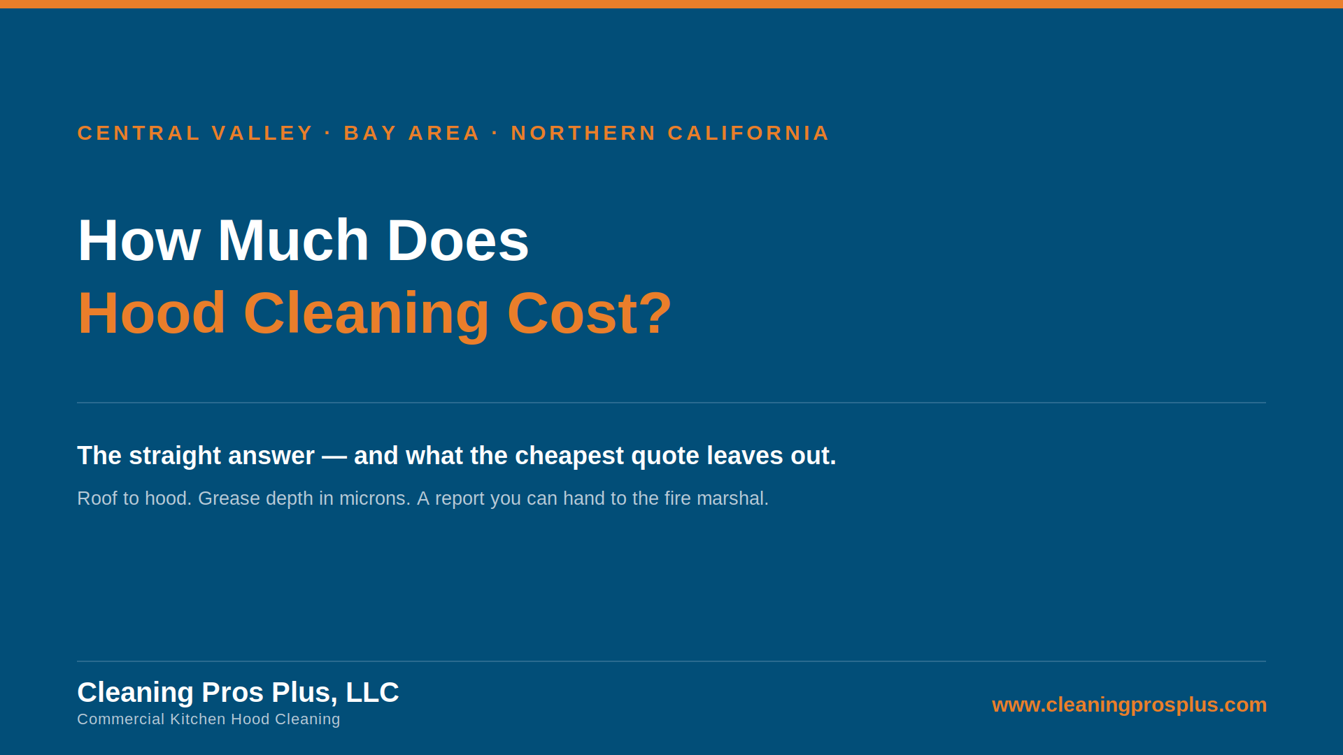 How much does hood cleaning cost — Cleaning Pros Plus, LLC